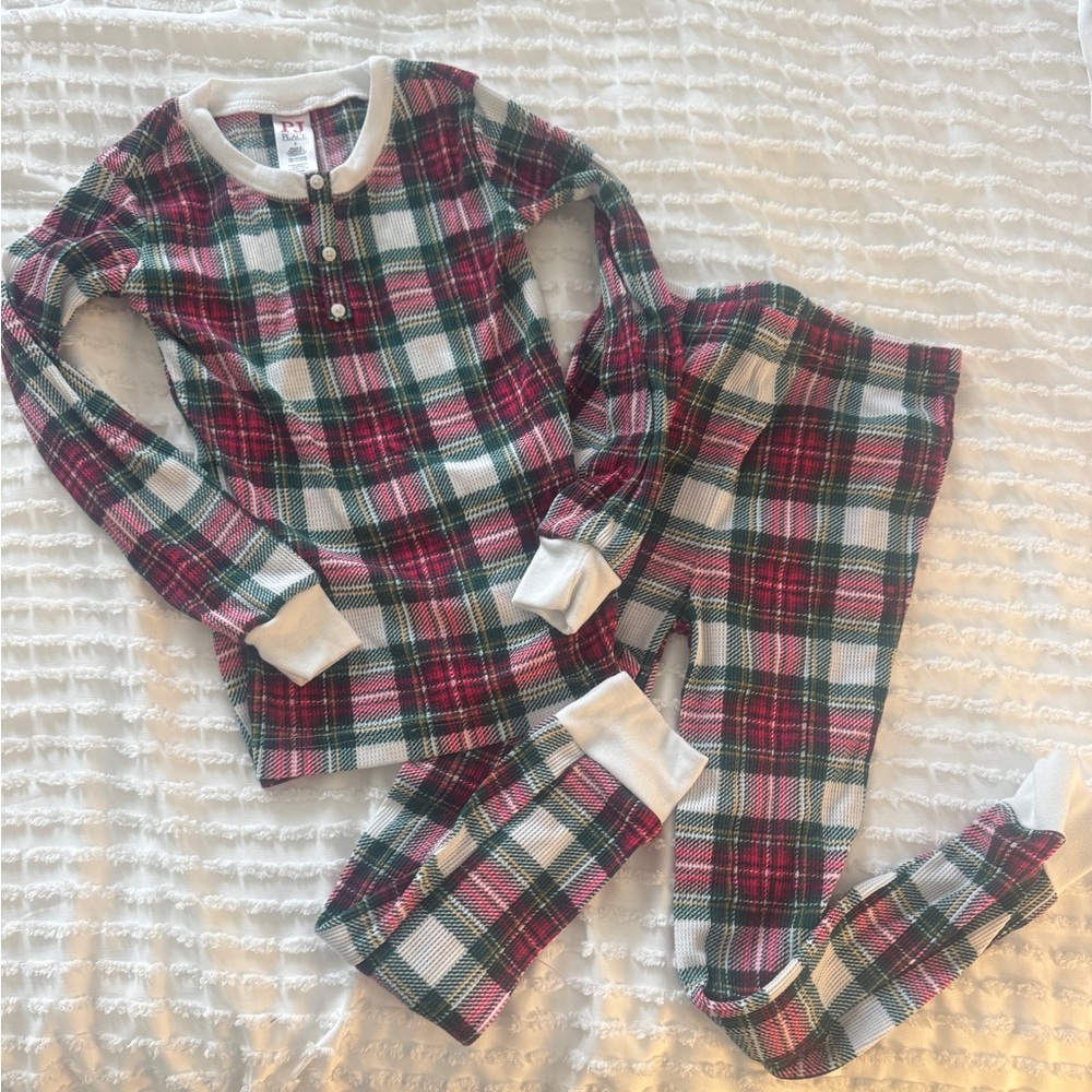 Plaid Kids Christmas Pajamas - Red, Green, White